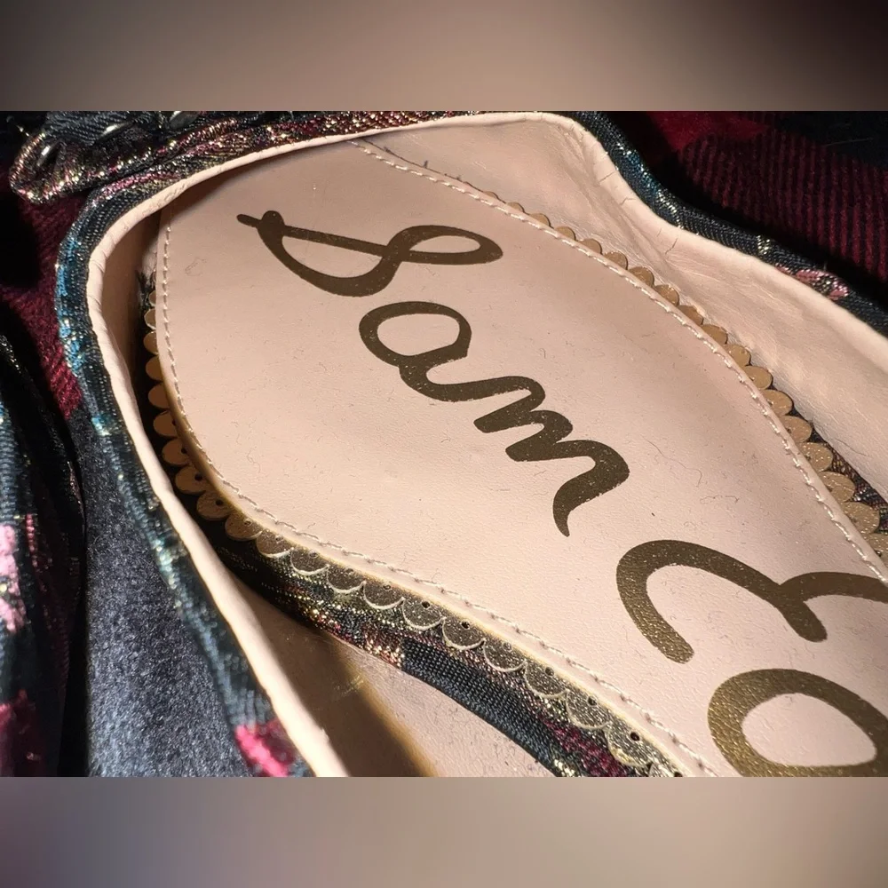 EUC Sam Edelman Raisa Studded Black Bird Jacquard Pointed Flats - Picture 7 of 9